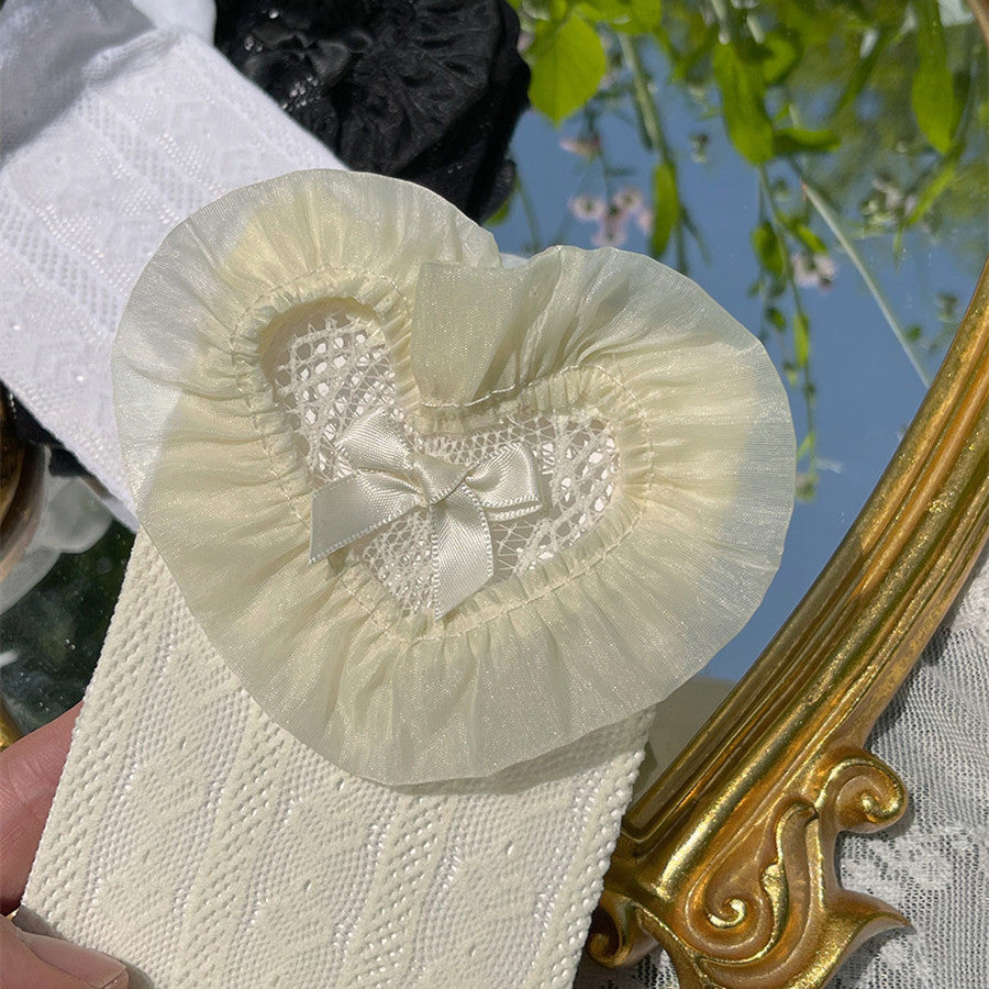 Elegant three-dimensional love bow mid-tube pile socks  HA1139