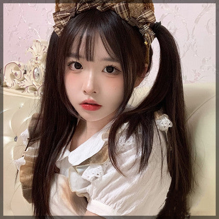 Keqi and oblique bangs, long straight hair  HA0142