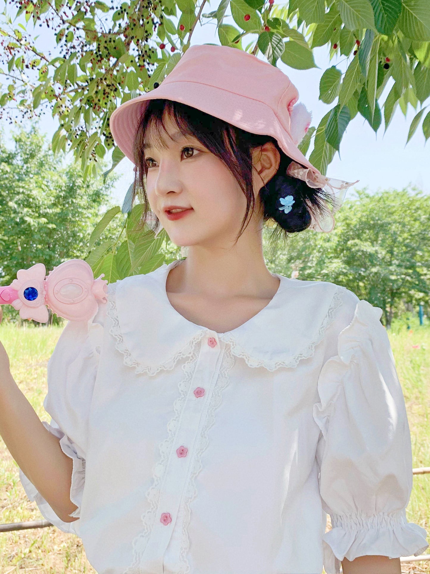 Sweet Short Sleeve White Shirt HA0855