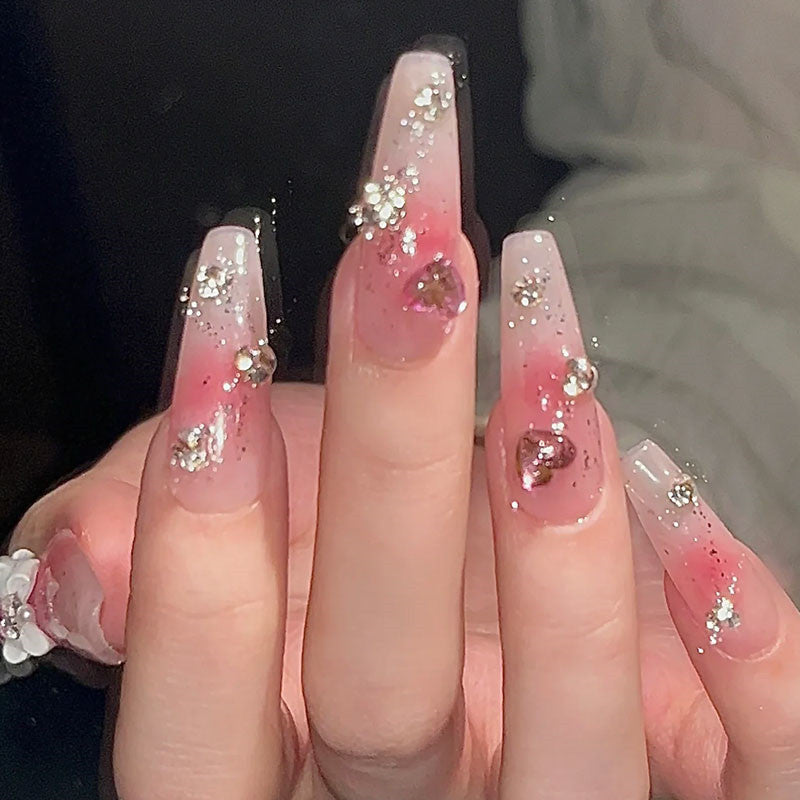 Premium Blush Stacked Drill Nail Patches   HA0816