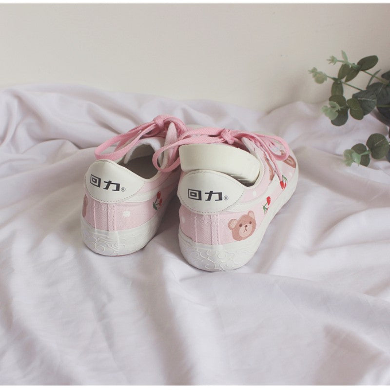 Sakura pink cute bear canvas shoes HA1279