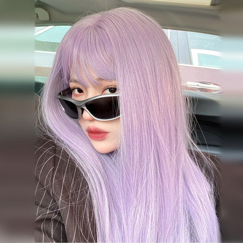 Daily gray -purple long straight hair   HA1669