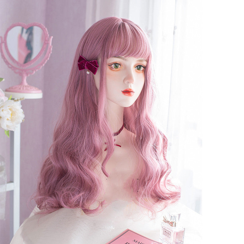 Coral peach pink purple wig  HA0064