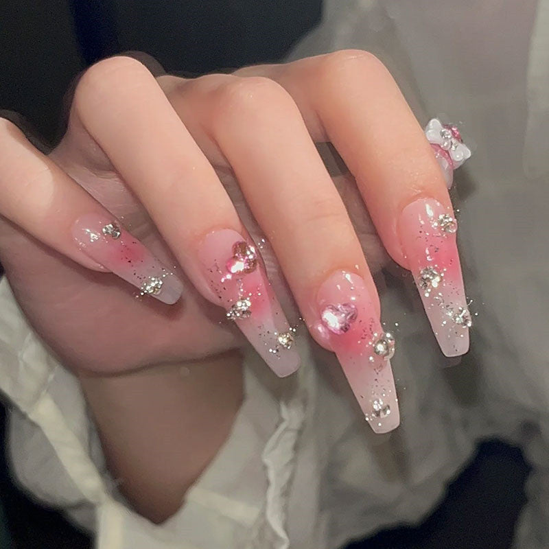 Premium Blush Stacked Drill Nail Patches   HA0816