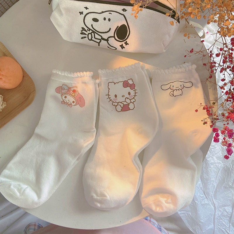Cartoon white socks pure cotton HA1111