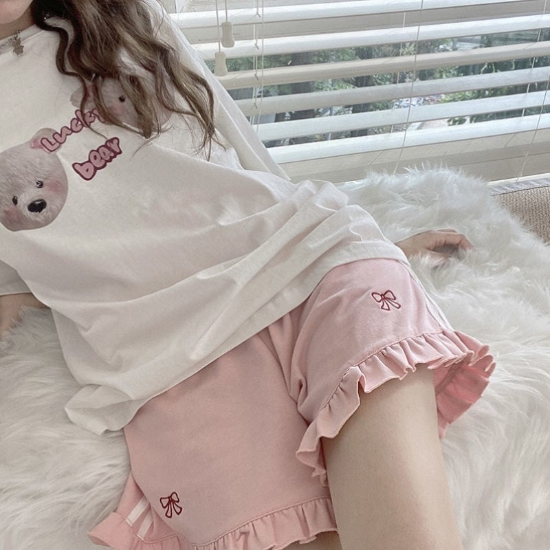 Cute embroidered slim shorts HA0572