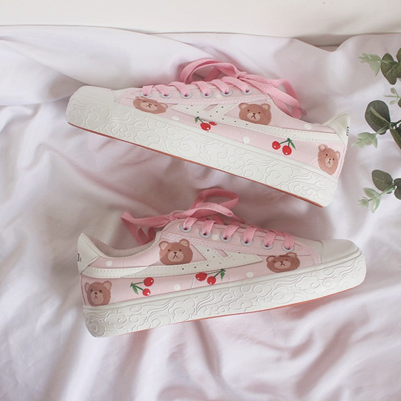 Sakura pink cute bear canvas shoes HA1279