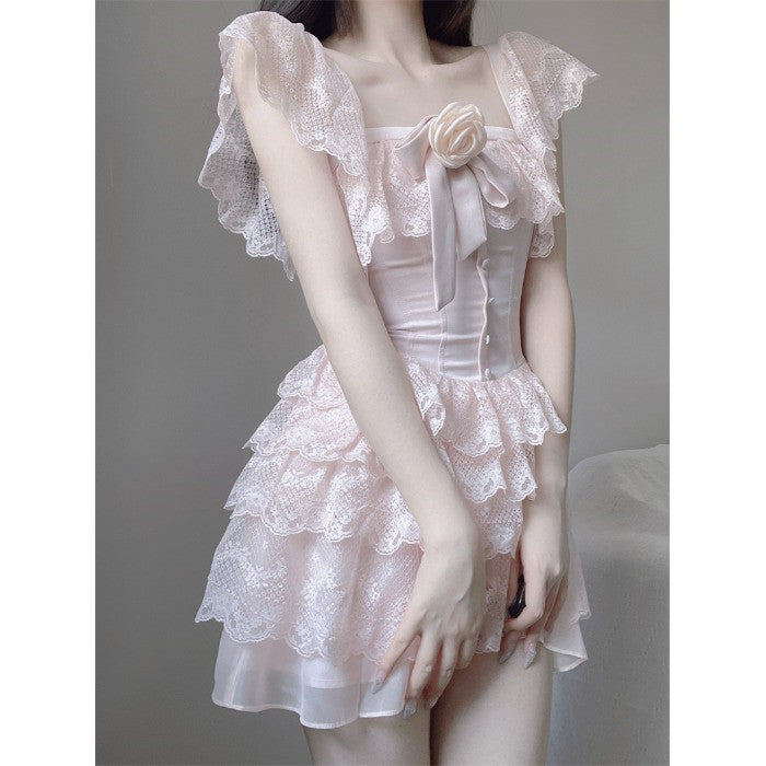 Pink Ruffle Puff Dress  HA0892