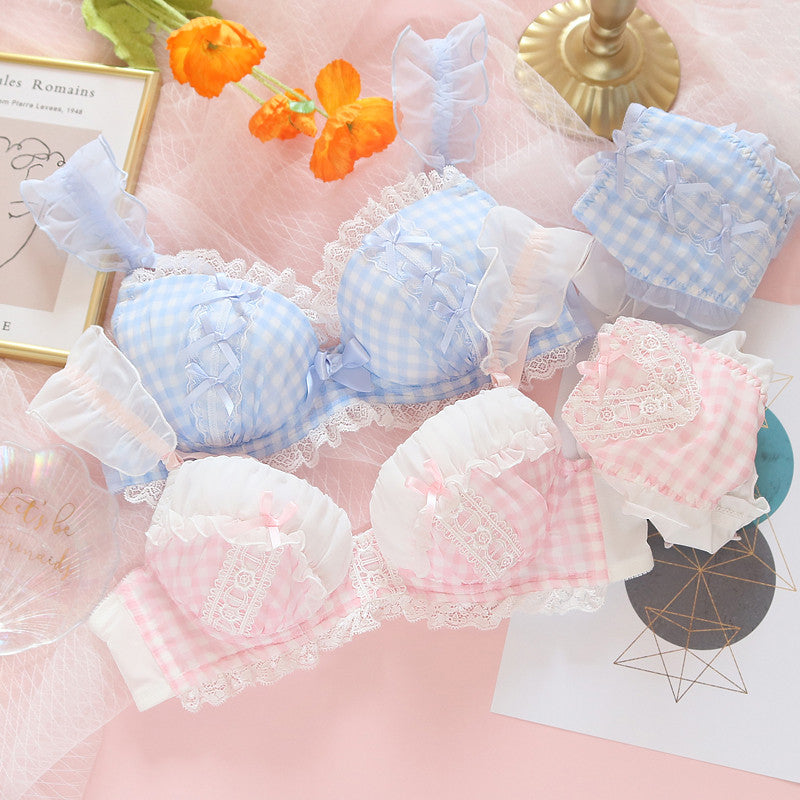Cute Loli Plaid Bra Set  HA0401