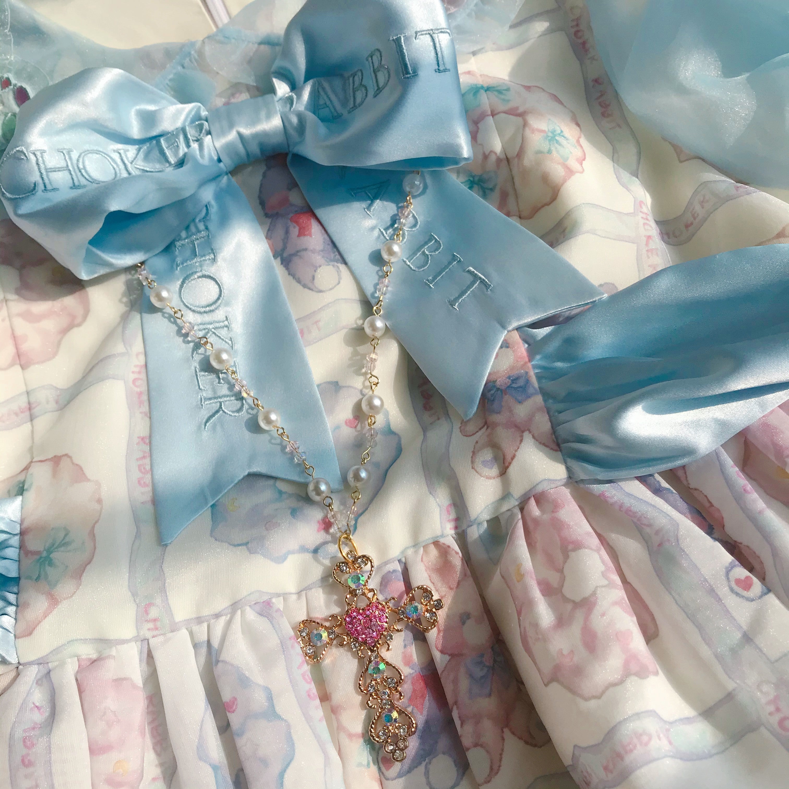 Pink Zircon Cross Necklace   HA1322