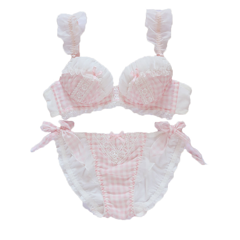 Cute Loli Plaid Bra Set  HA0401