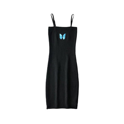 Butterfly Embroidered Cardigan Bag Dress Two-Piece Set    HA1401