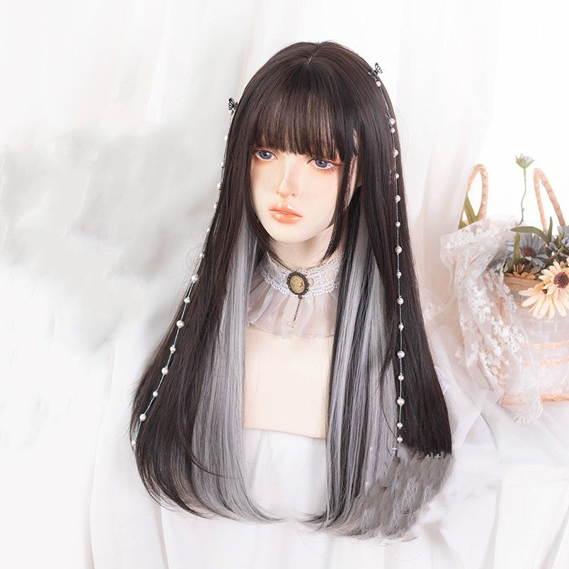 Hanging ear dyed two-color cos long straight hair   HA1245