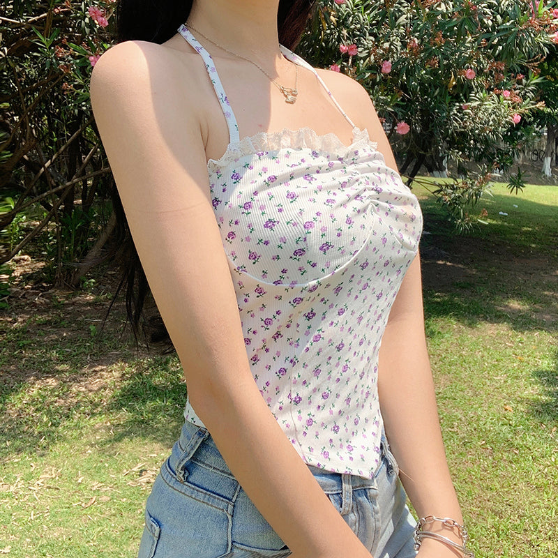 Sweet halterneck floral camisole HA0580