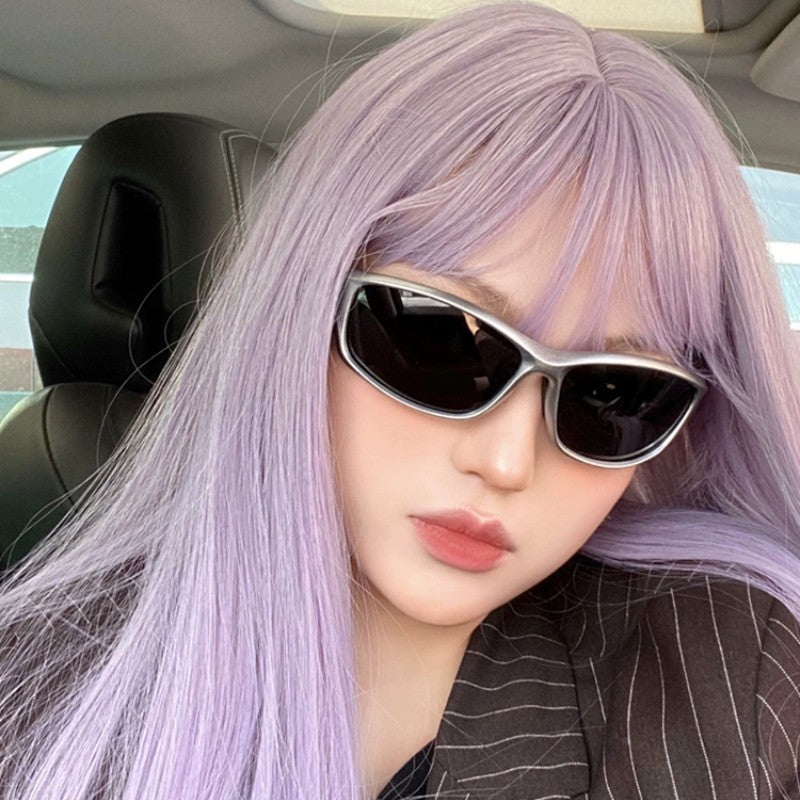 Daily gray -purple long straight hair   HA1669