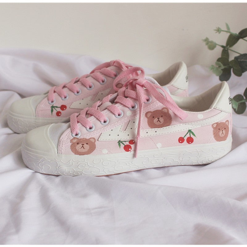 Sakura pink cute bear canvas shoes HA1279