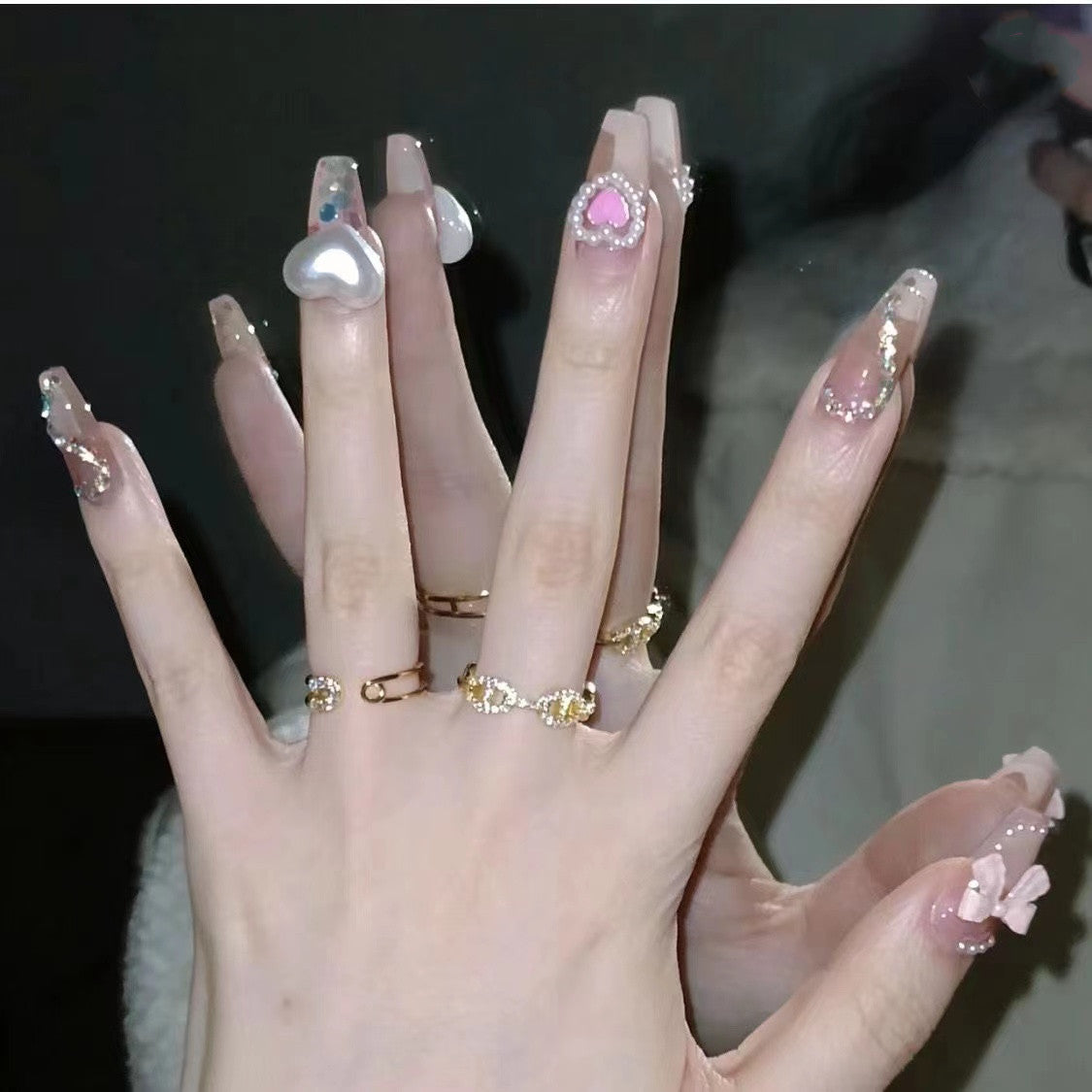 White Baroque Love Nail Art   HA1226