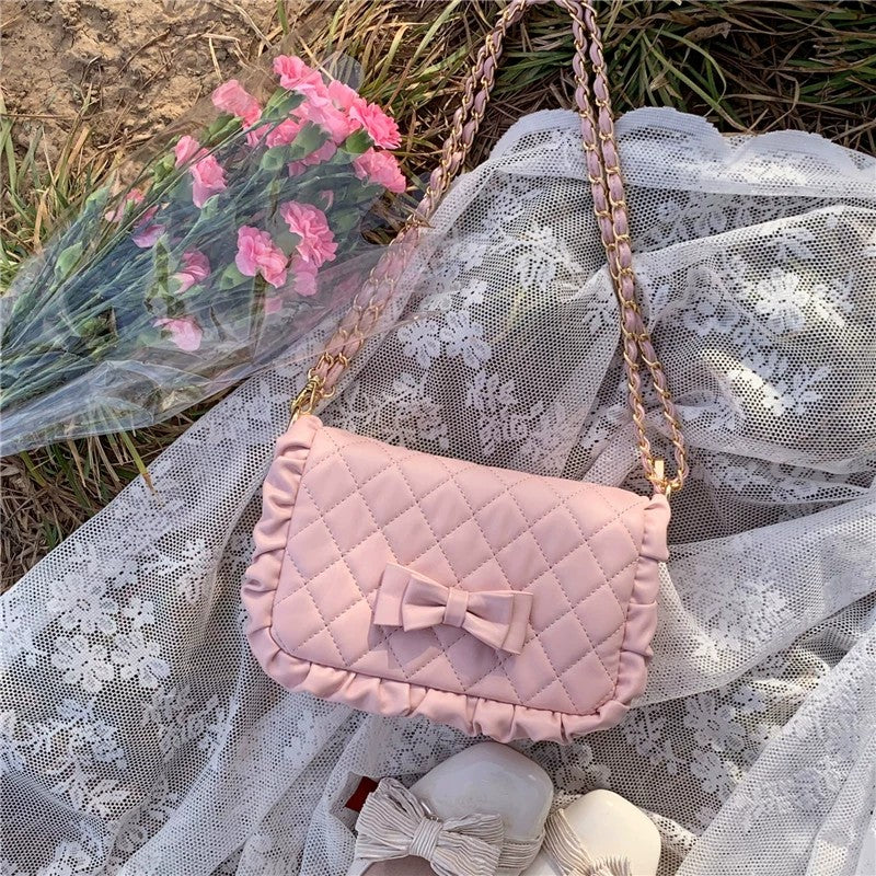 Rhombus Solid Color Chain Shoulder Bag HA1659