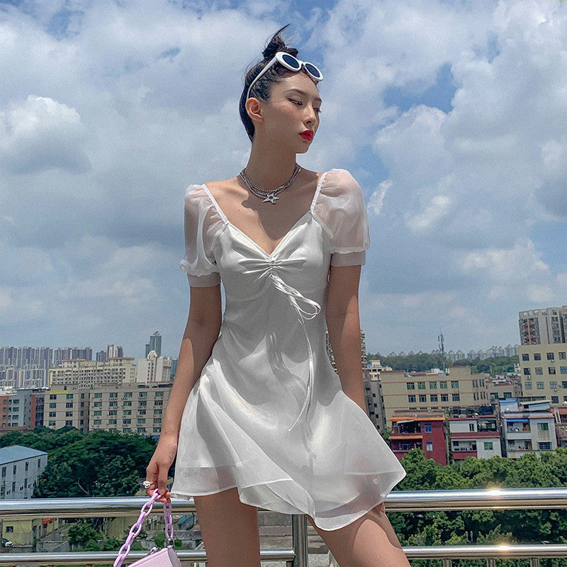 Super fairy temperament pure mesh dress   HA0838