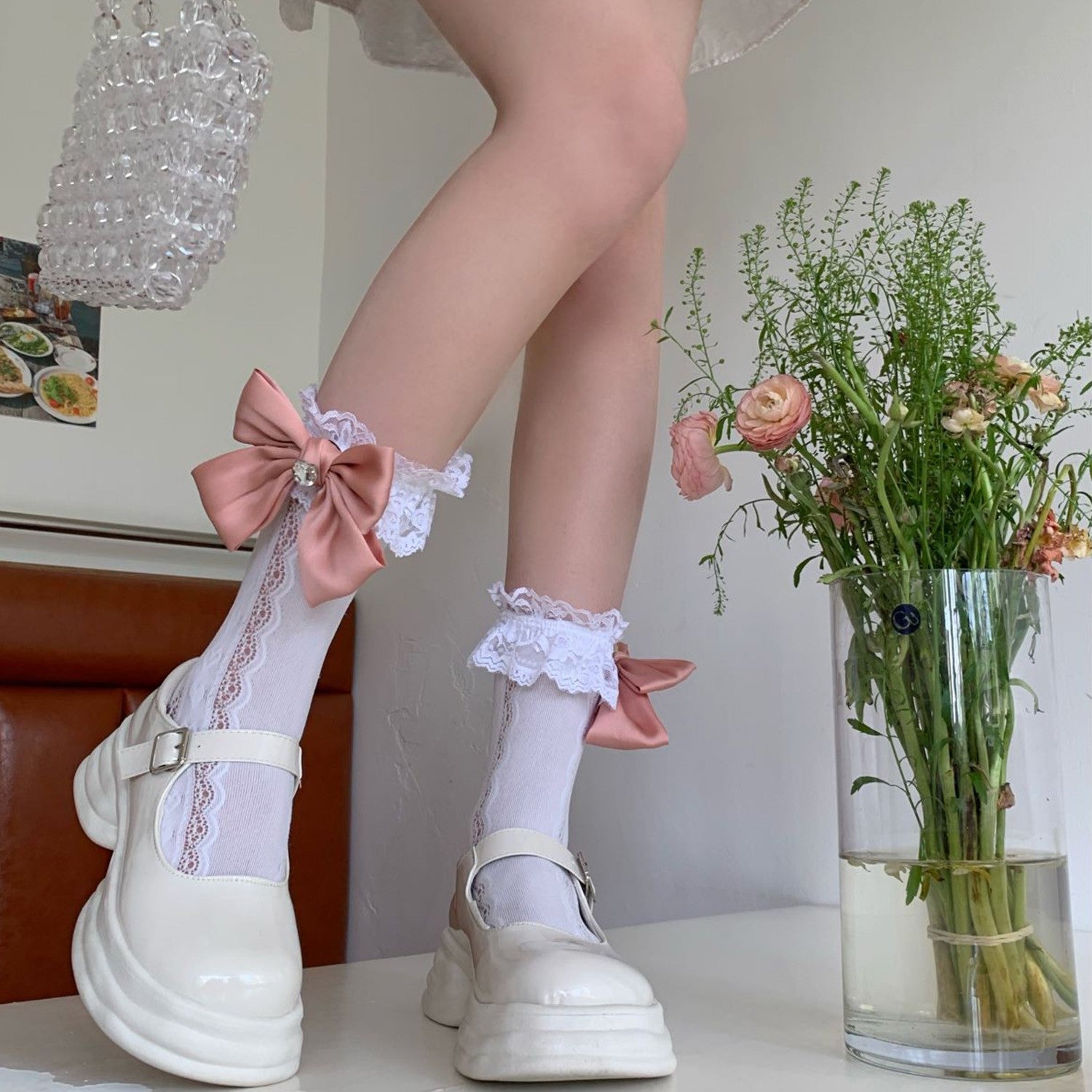 lace Bow socks   HA1587