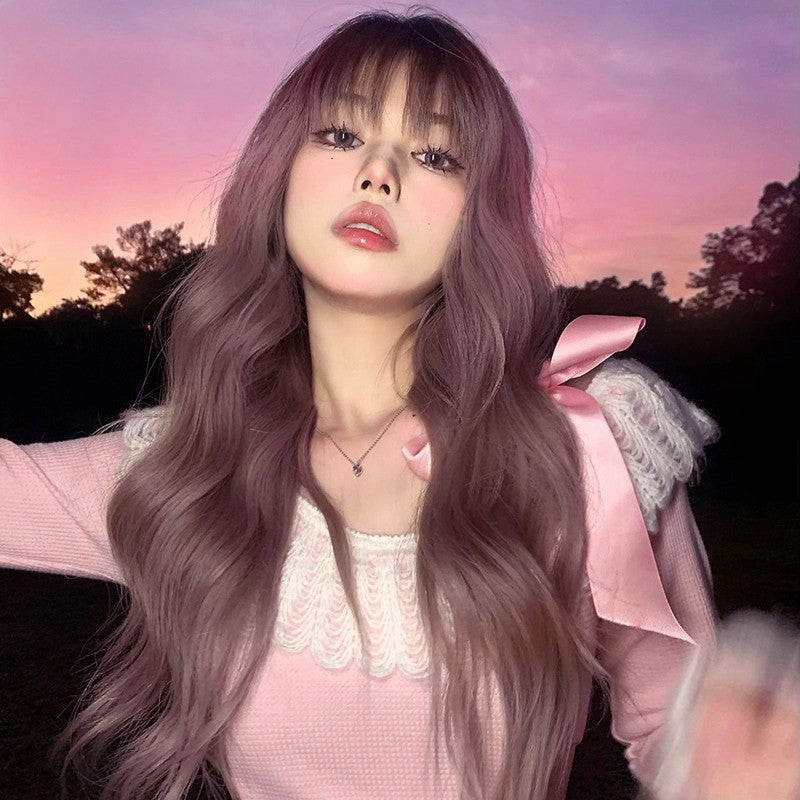 Big Wave Gray Purple Thin Rattan Wig   HA1252