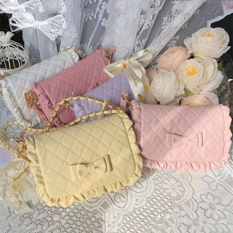 Rhombus Solid Color Chain Shoulder Bag HA1659
