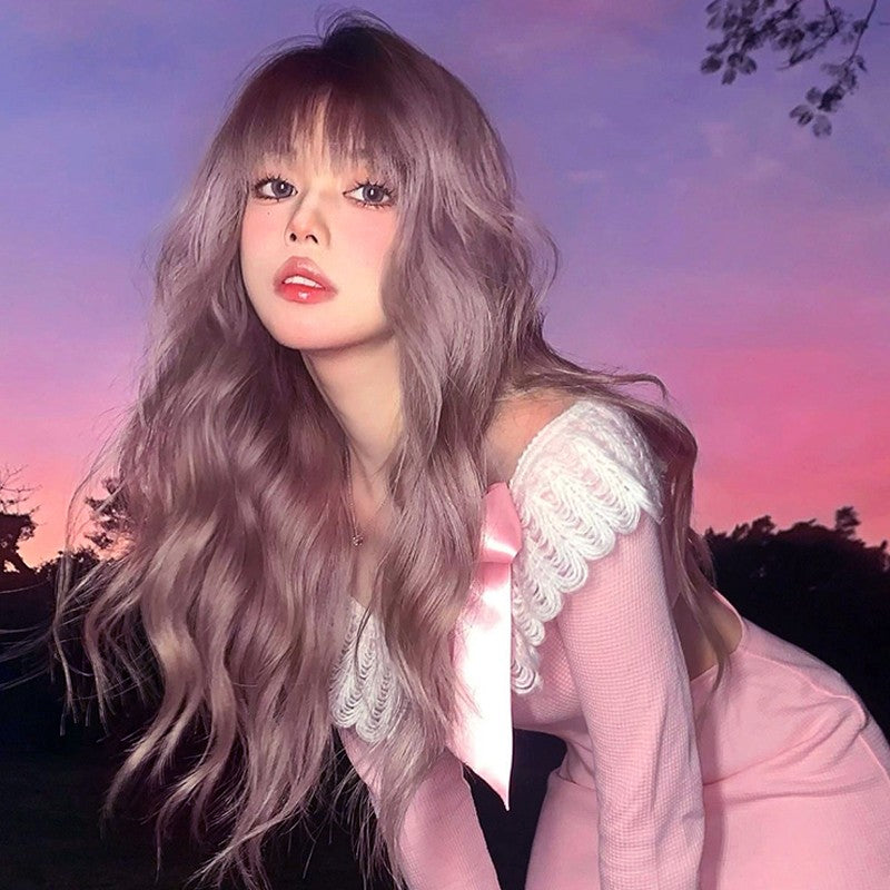 Big Wave Gray Purple Thin Rattan Wig   HA1252