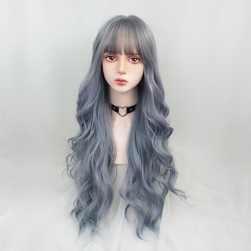 Blue Gray Big Wave Wig  HA0059