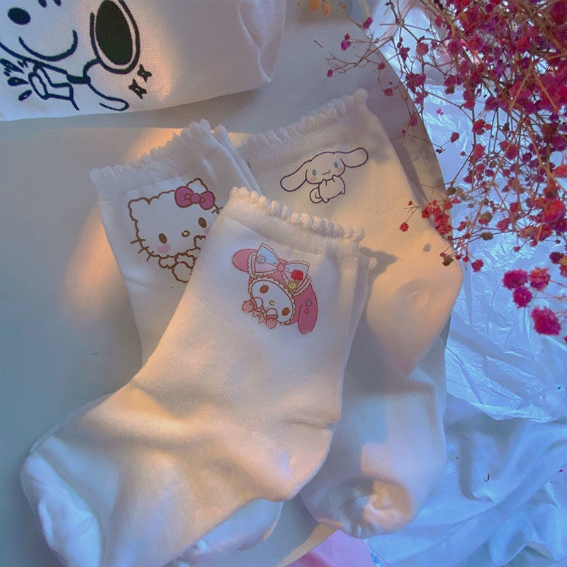 Cartoon white socks pure cotton HA1111