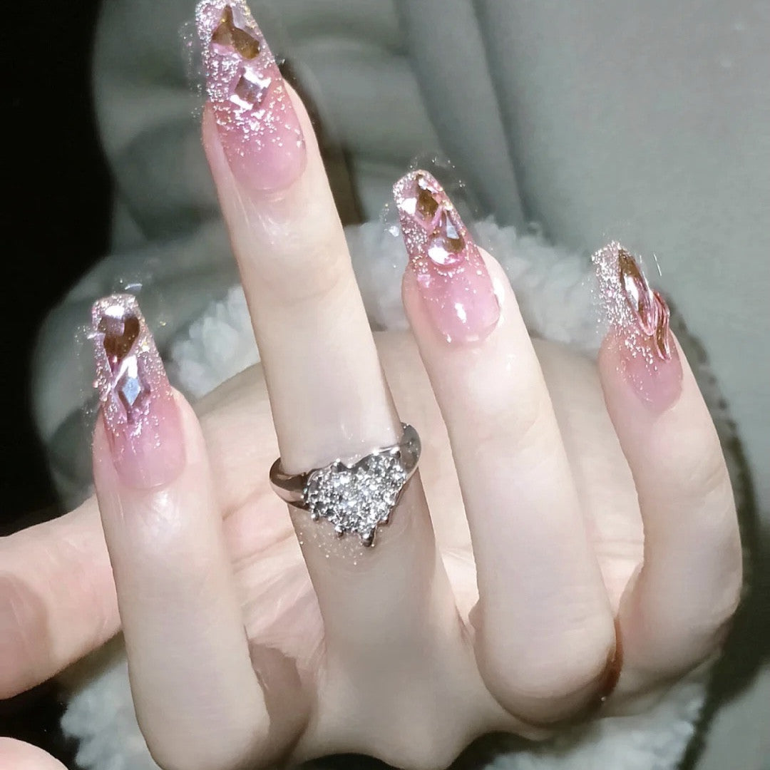 White Flash Pink Diamond Nail Art   HA1228