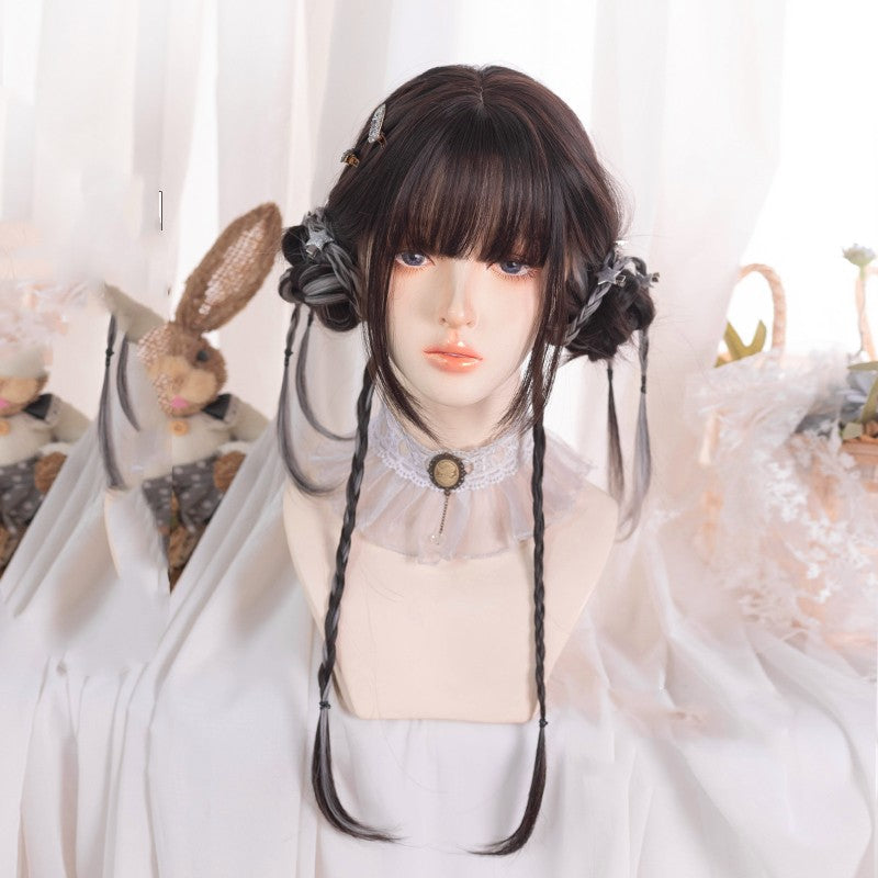 Hanging ear dyed two-color cos long straight hair   HA1245