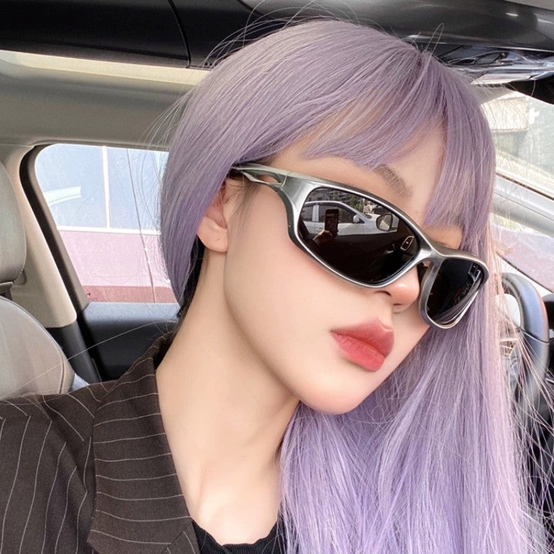 Daily gray -purple long straight hair   HA1669