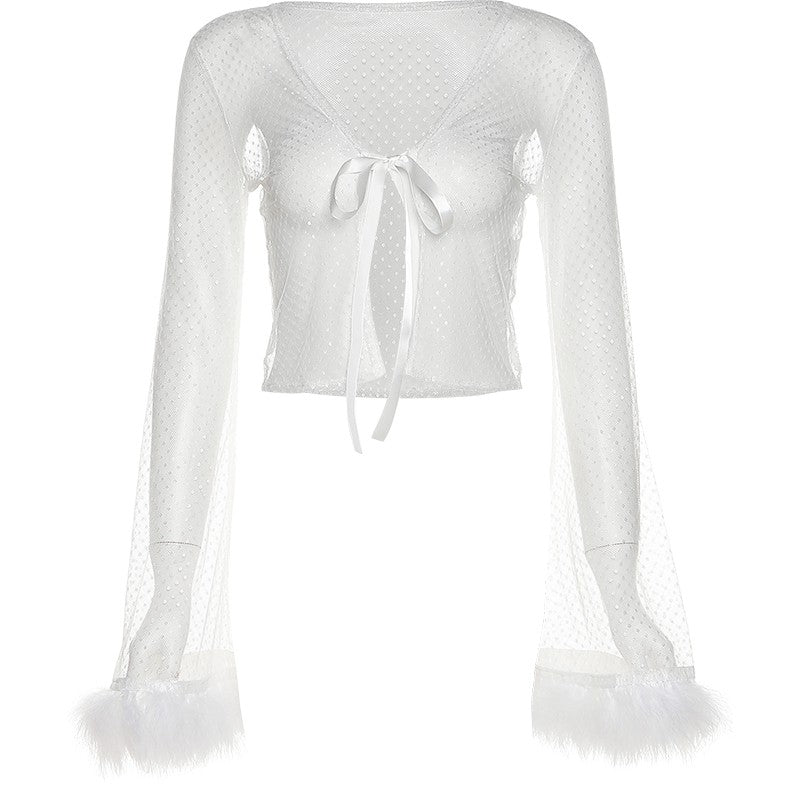 Plush Mesh Long Sleeve T-Shirt HA1259