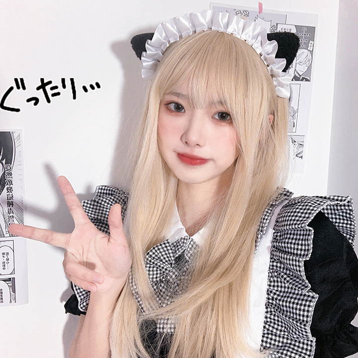 Blonde natural fluffy straight hair HA0070