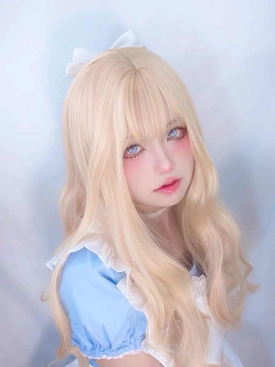 Golden Long Curly Wig HA0225