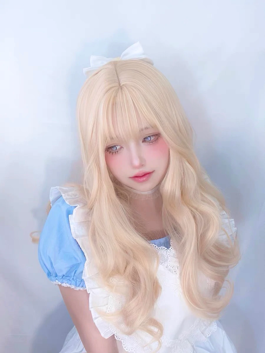 Golden Long Curly Wig HA0225