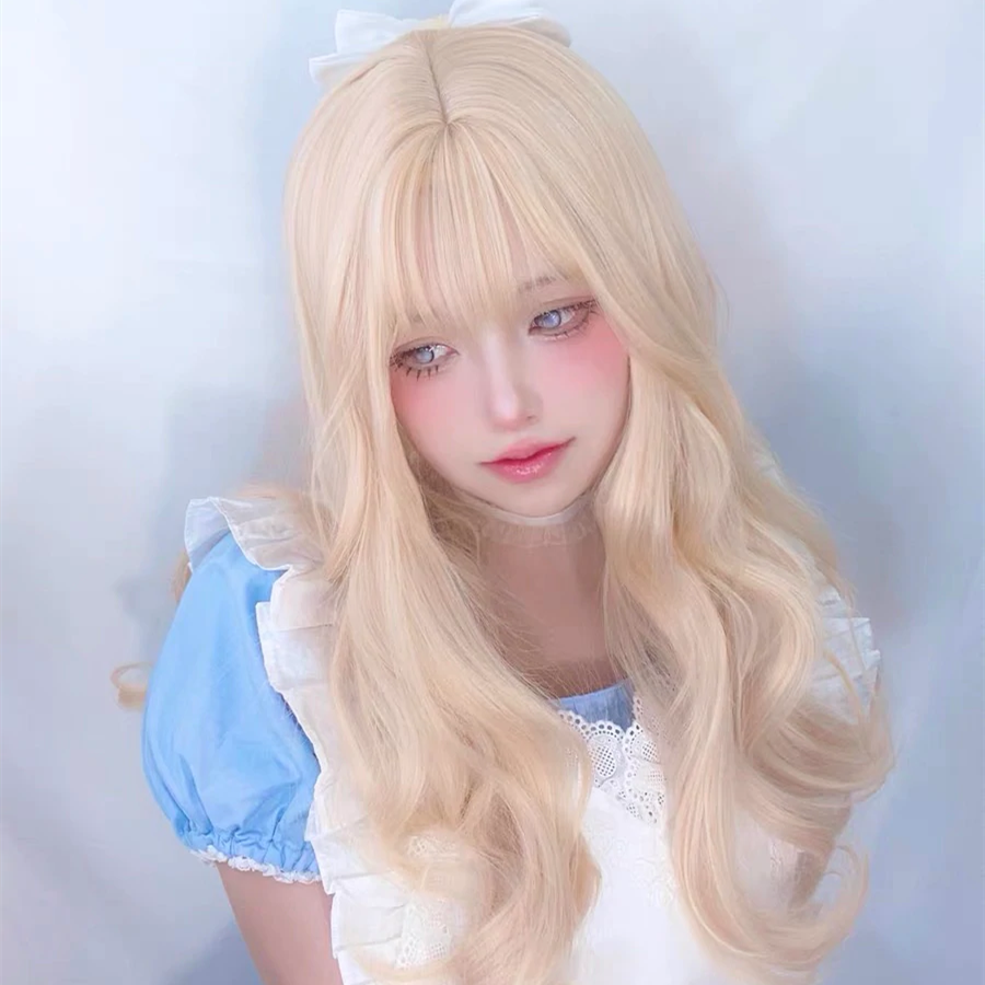 Golden Long Curly Wig HA0225