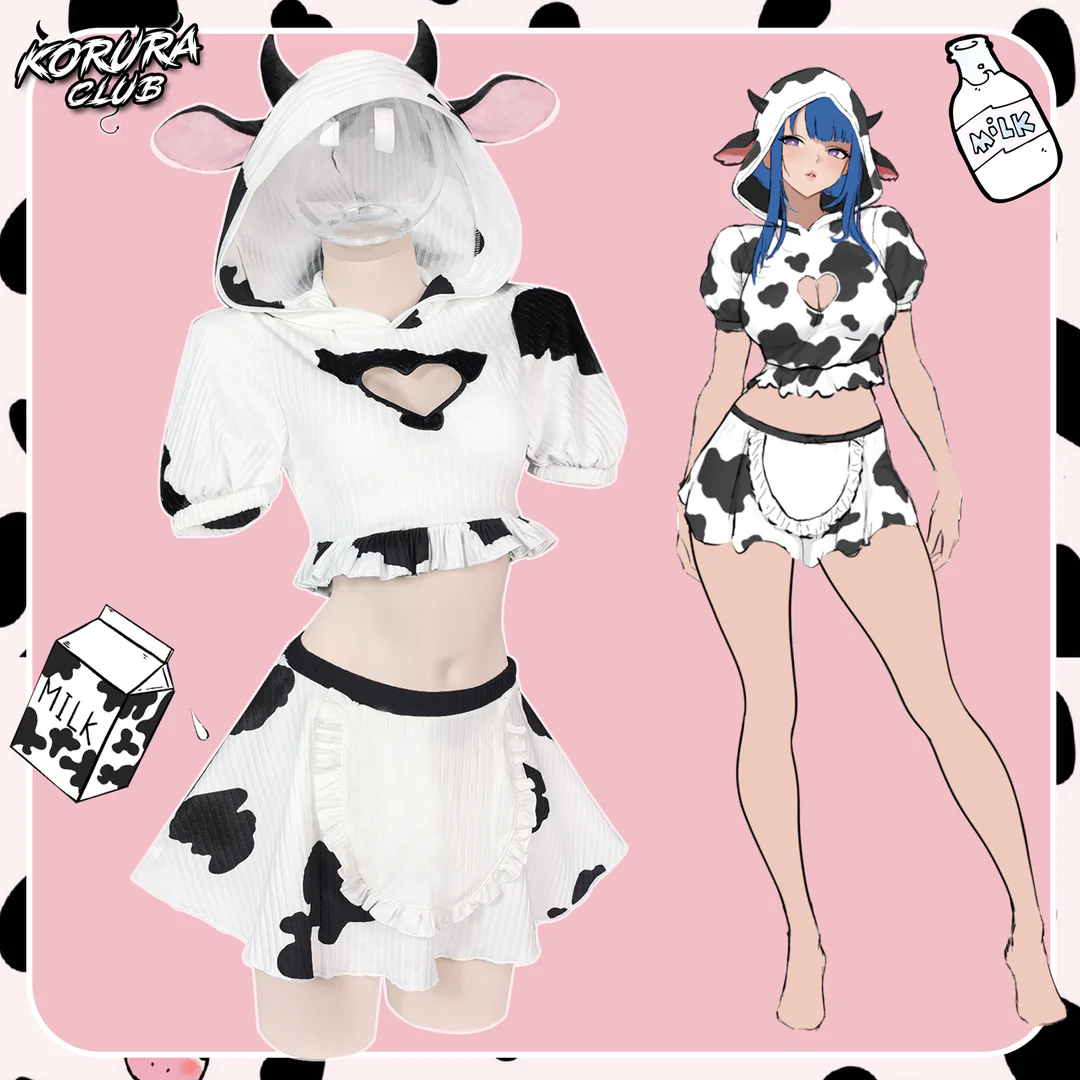 Pre- Sale Cosplay Cow Print Skirt Set KO155