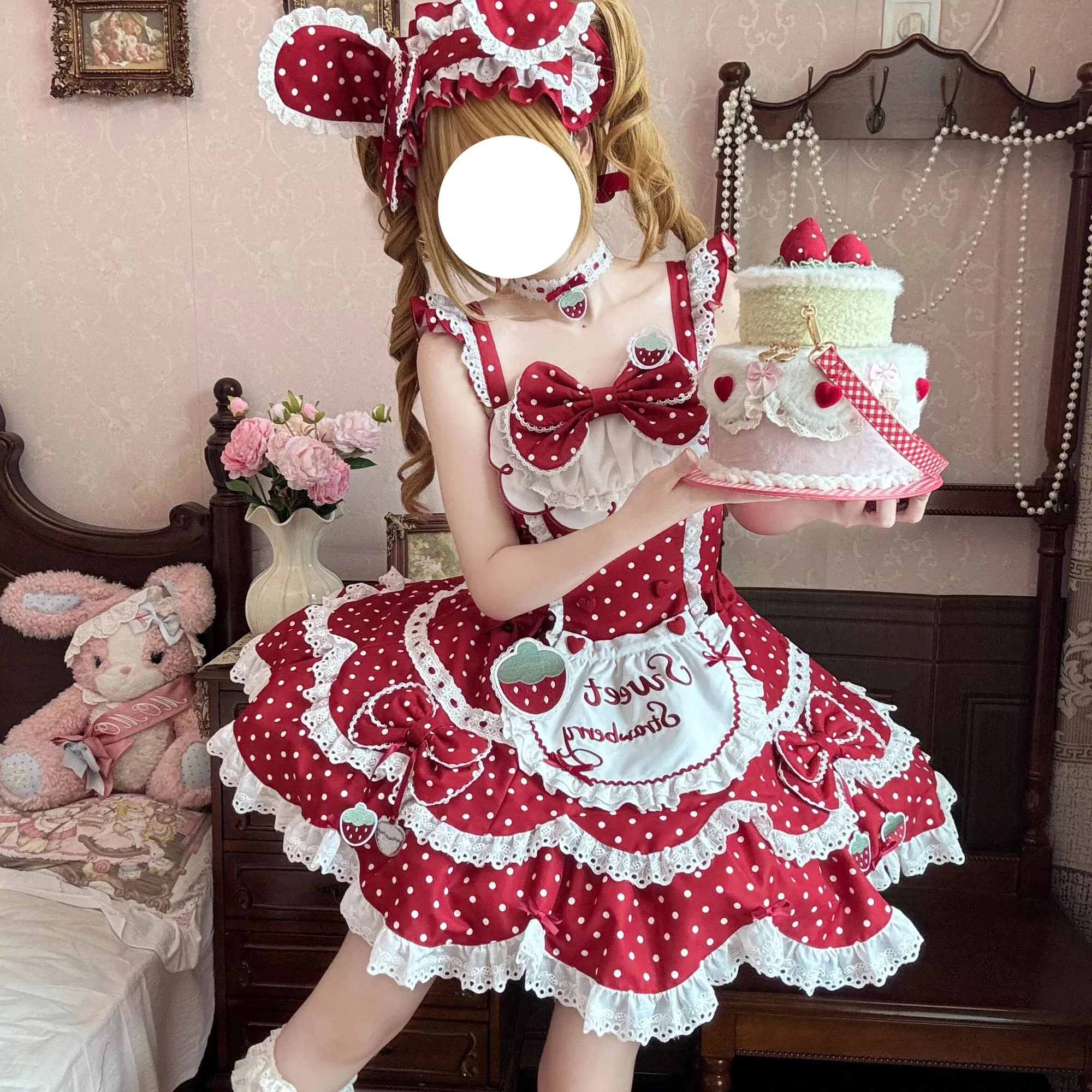 Polka dot strawberry Lolita dress HA29736