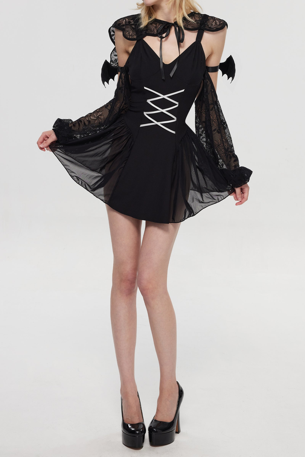 Pre-Sale Gothic Devil Mini Dress Costume (3-Piece Set) HK004