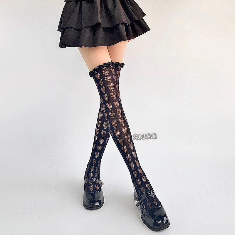 Heart Bow Knee Socks HA2544