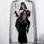 KORURACLUB-Halloween Spider-hearted witch Dress(4-Piece Set) HA2900