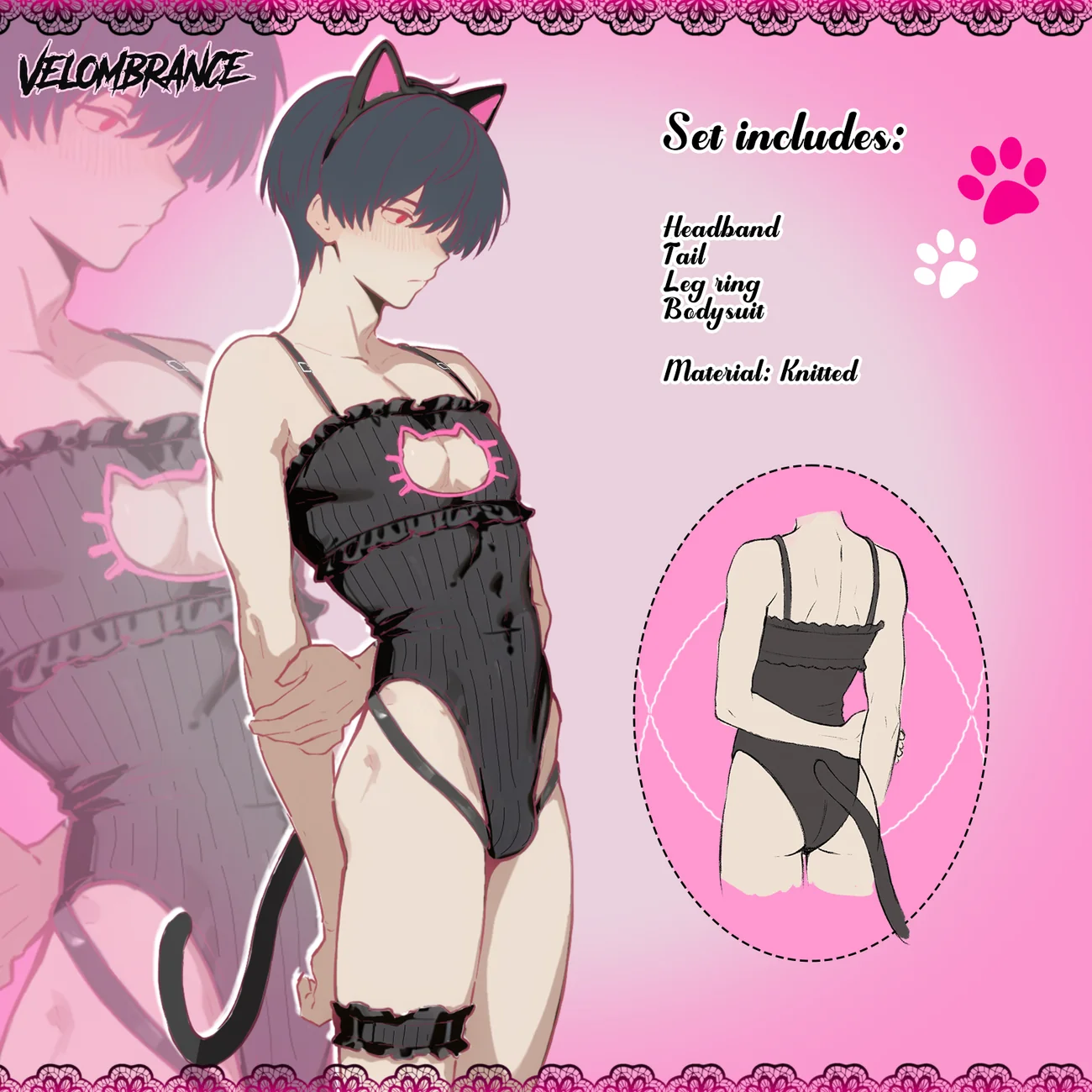 Pre-Order Shy Cat Bodysuit (4-Piece Set) AS75