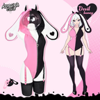 Heart Pattern Two-Tone Black and pink Bunny KO144