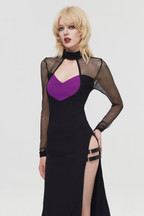Pre-Sale Dark Gothic Fishnet Maxi Dress HK011