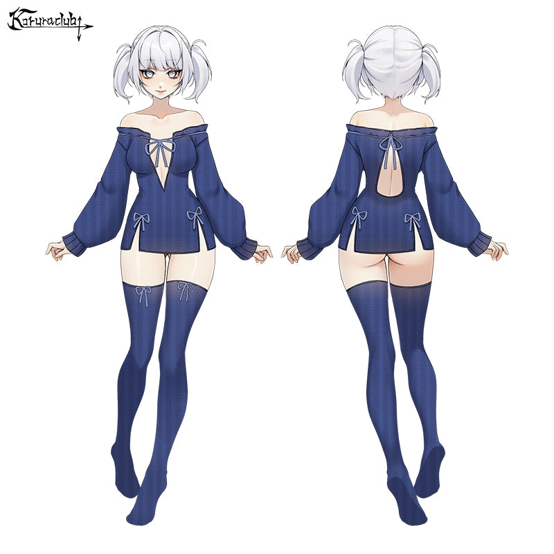 KORURACKUB-BUTTERFLY KNOT V-NECK DRESS SR06