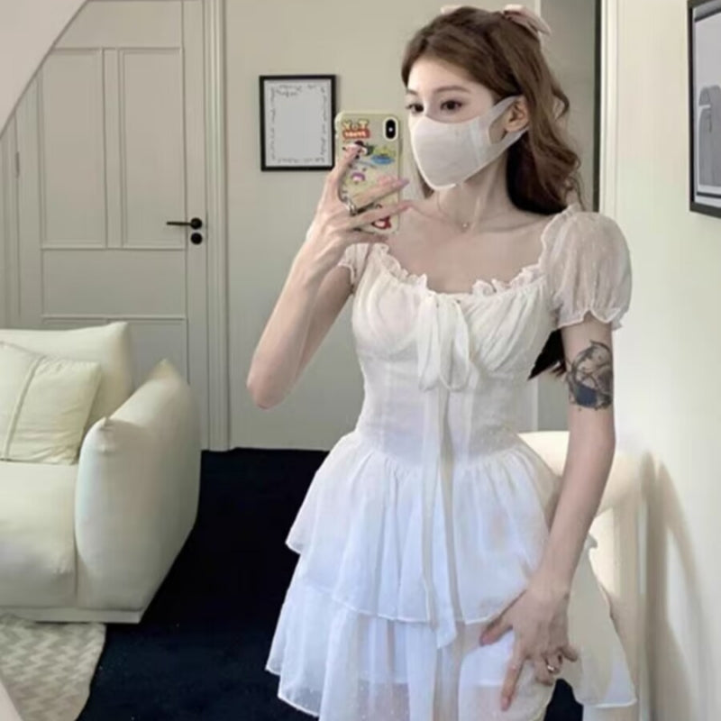 White One Shoulder Halter Neck Princess Dress   HA2202