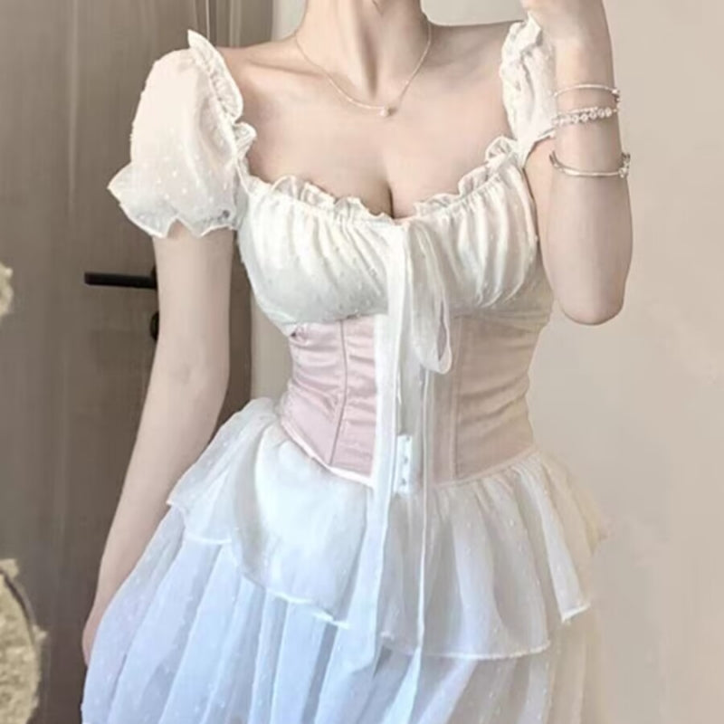 White One Shoulder Halter Neck Princess Dress   HA2202