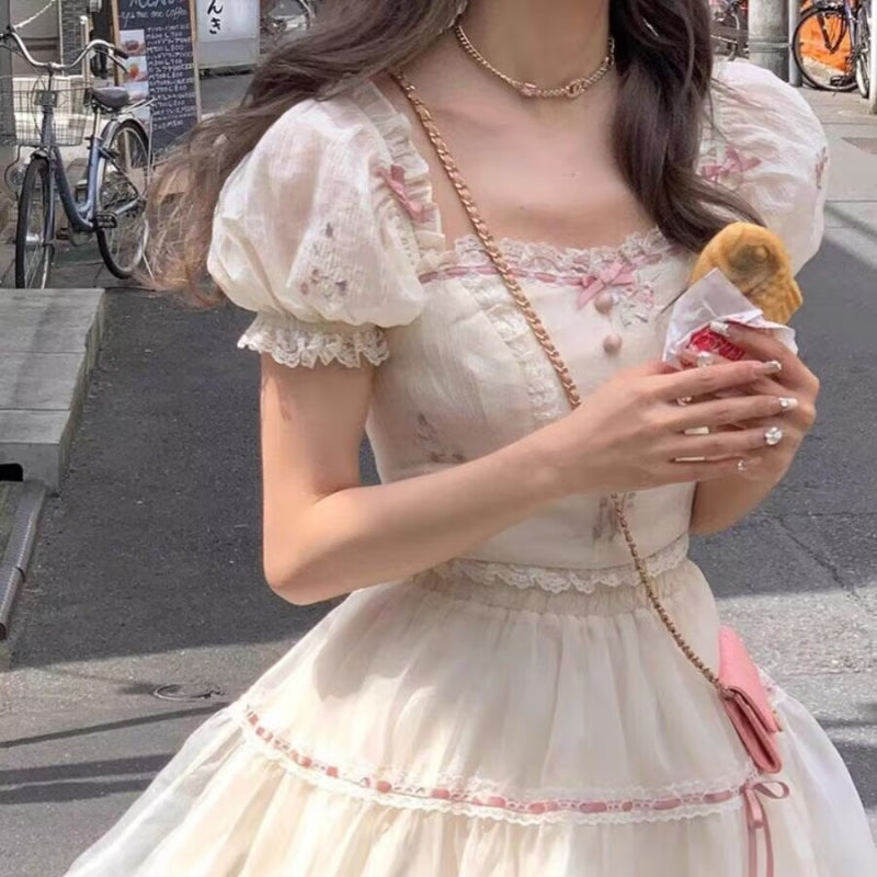 Puff sleeve shirt tutu skirt two piece set    HA2203