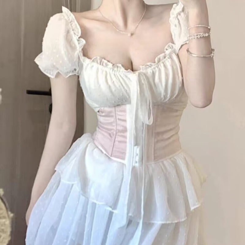 White One Shoulder Halter Neck Princess Dress   HA2202